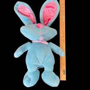 Chrisha Playful Plush Bunny Rabbit Floppy Blue Pink Ears Stuffed Wide Face READ
